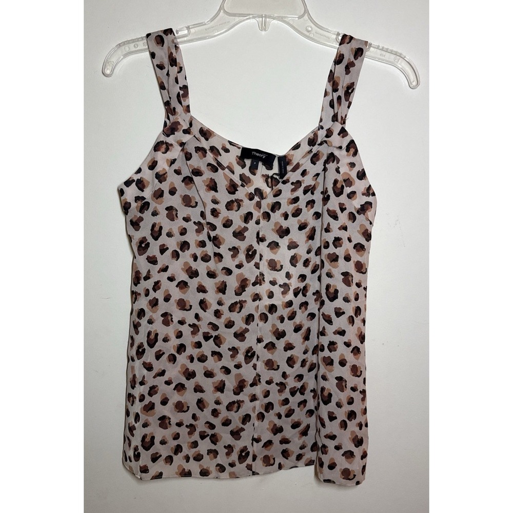 NWT Theory 100% Silk Leo Flora Animal Print Cami Tank Top Size P